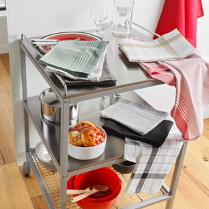 Lot de 3 torchons en coton tissé nid d’abeille - Noir