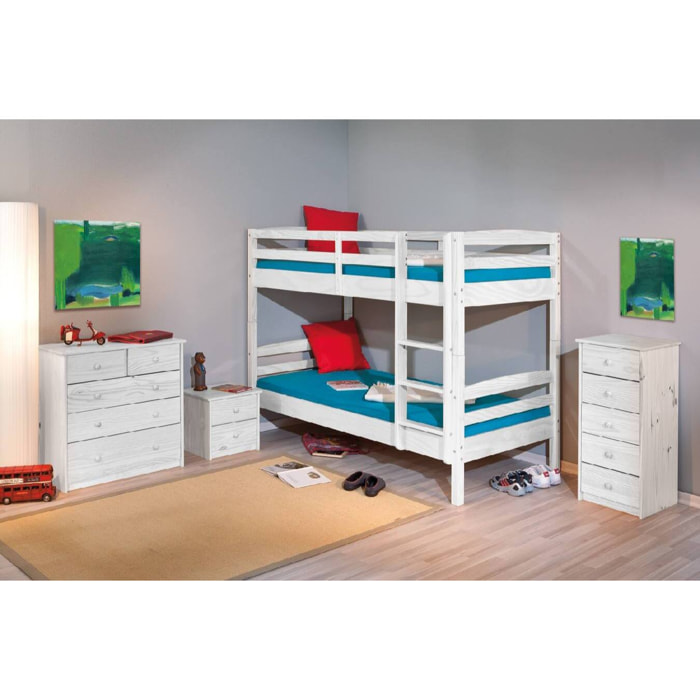 Letto a castello trasformabile in 2 letti singoli, 200 x 102 x 148, Bianco