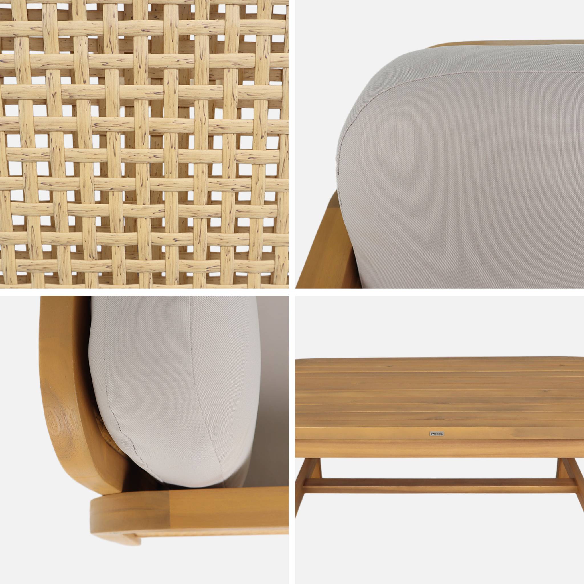 Salon de jardin bois d'acacia et cannage 4 places CANNA