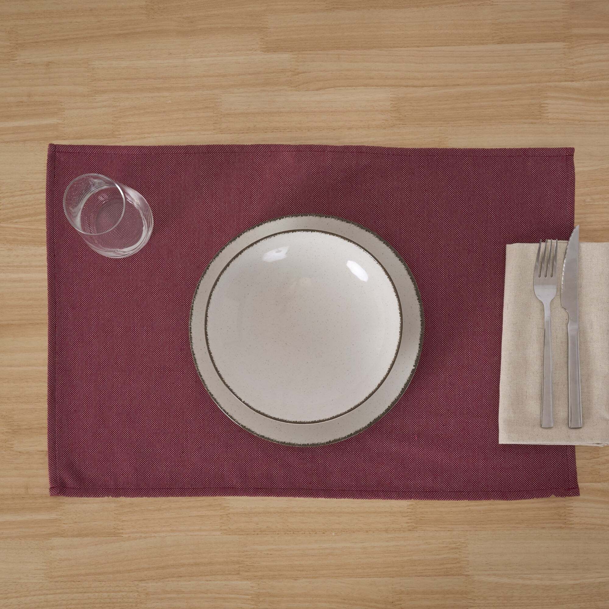 Lot de 2 sets de table jacquard MASSAIC Grenat