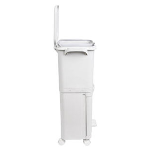 Papelera de reciclaje de clasificación selectiva con pedal, ruedas y asa de doble compartimentos de 38l (24l + 14l).