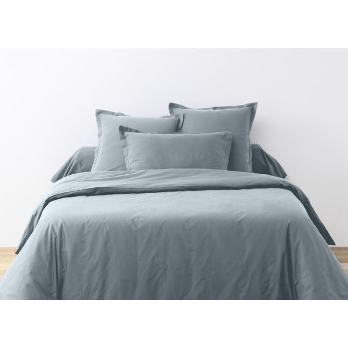Parure Housse De Couette + 1 taie 100% Coton 57fils Blue Polaire