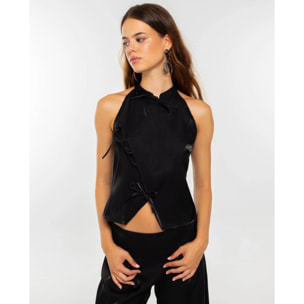 Top sin mangas y cuello mao de mujer