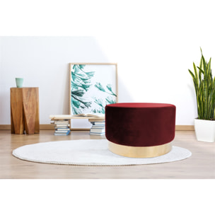 Pouf Rotondo Nano in Velluto Rosa e Base Dorata
