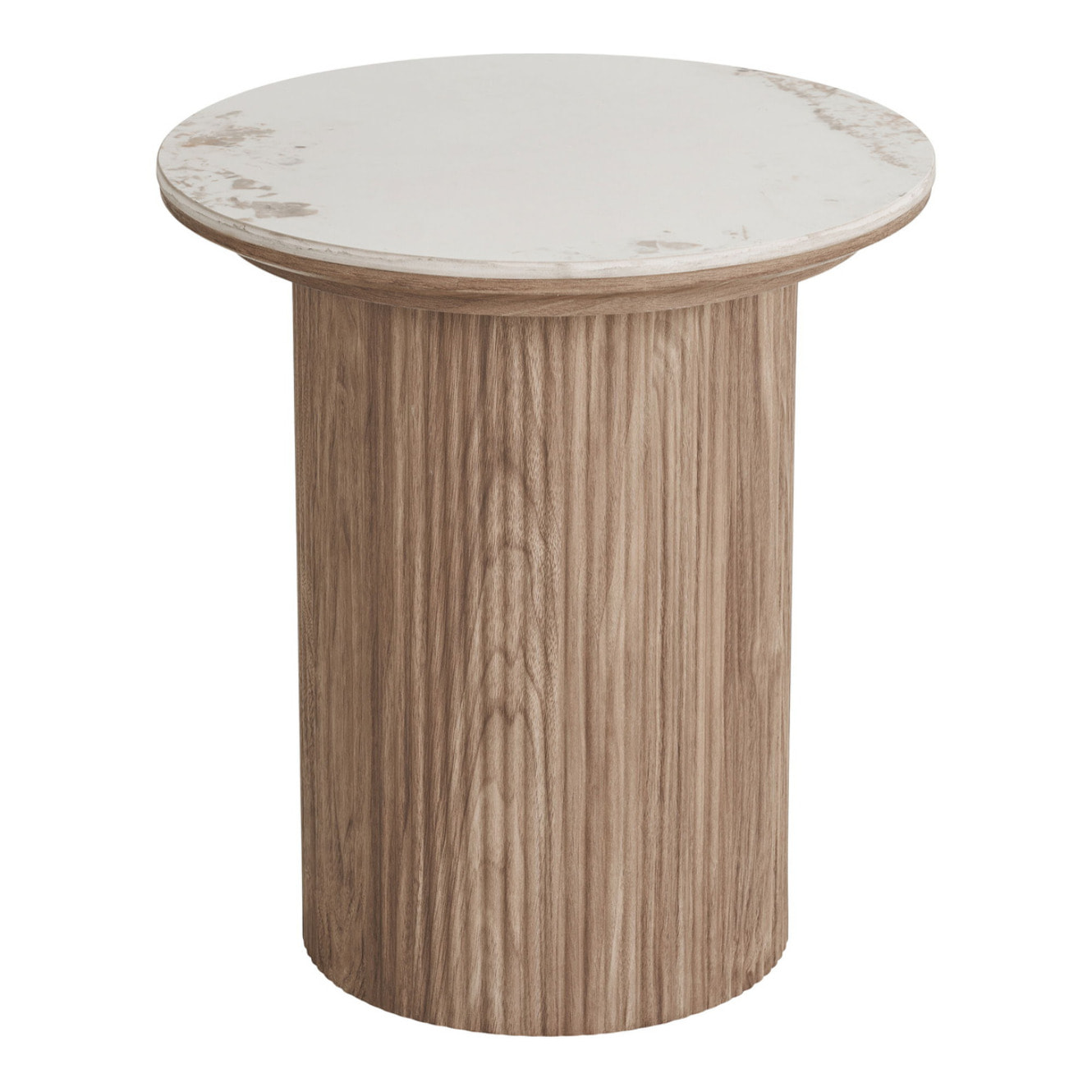 Tavolino da appoggio Athens piano in ceramica bianca su base legno ø45x50 cm