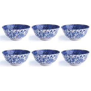 Set de 6 bols 16 cm – Excelsa Oriented, Porcelaine bleue