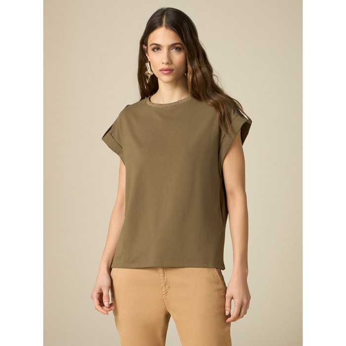 Oltre - T-shirt con mostrine - Verde