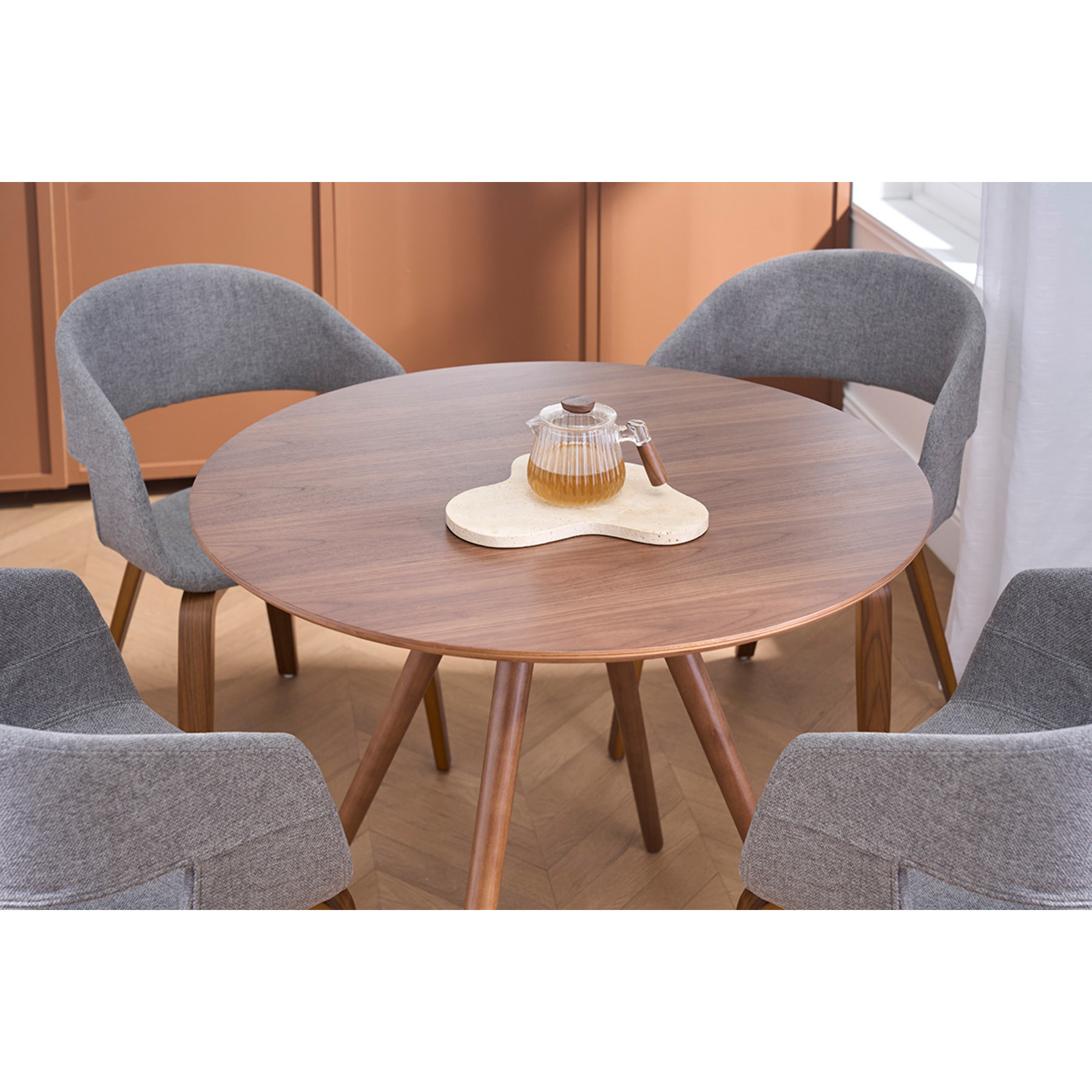 Table à manger design ronde noyer D90 ARTIK