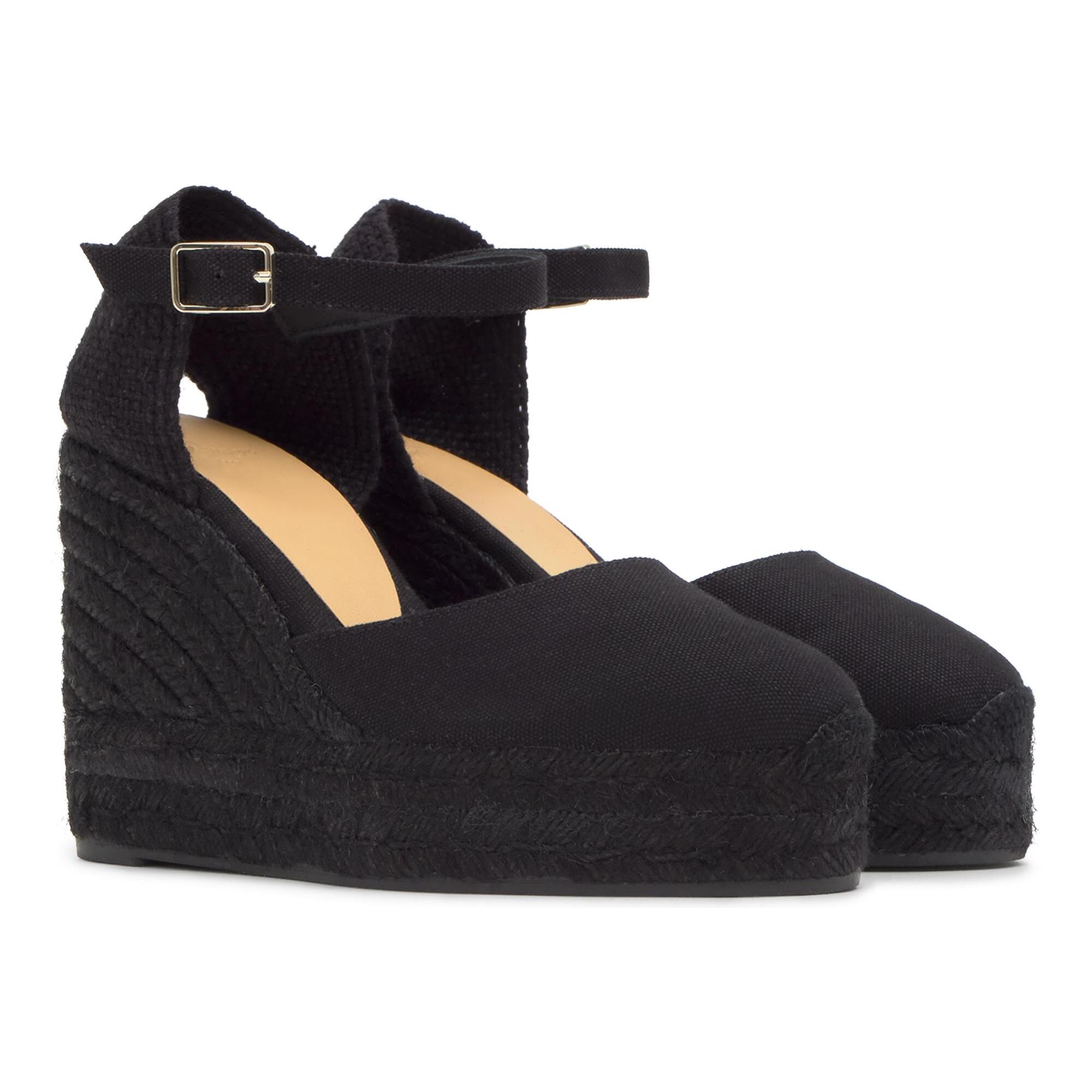 Alpargata Carol cuña de yute en algodón con pulsera y doble plataforma