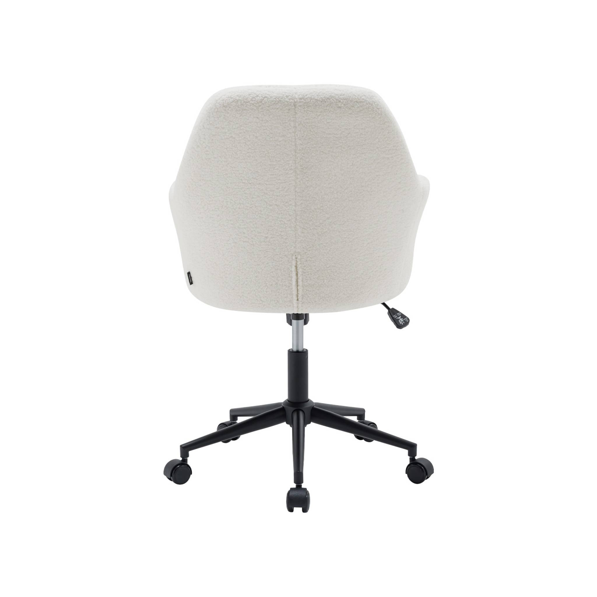 Chaise de bureau à roulettes ajustable métal et bouclette blanche - L 57 x P 57 x H 85/94.5cm - Stan