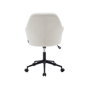 Chaise de bureau à roulettes ajustable métal et bouclette blanche - L 57 x P 57 x H 85/94.5cm - Stan