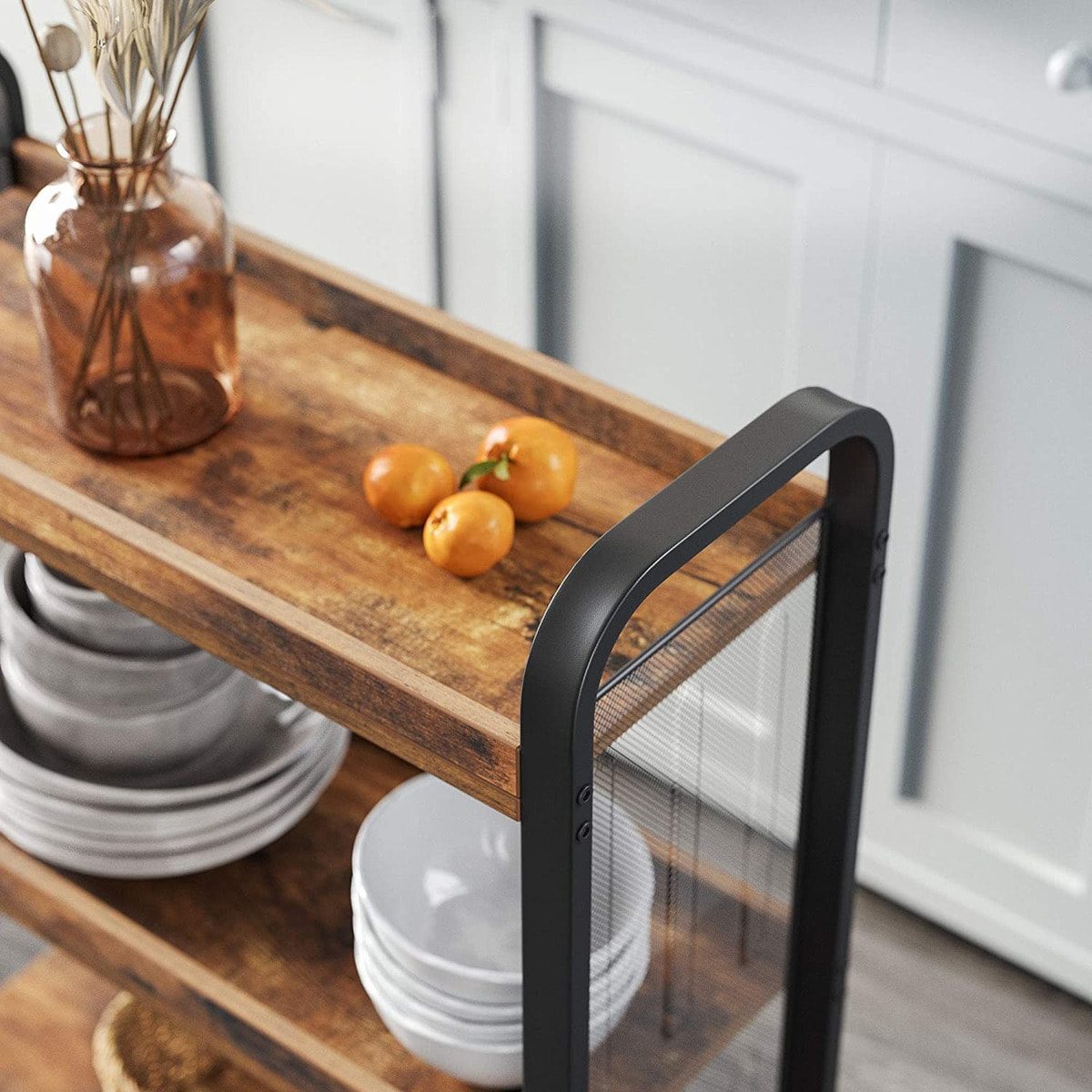 Carrello da cucina industrial Nashville in legno e metallo