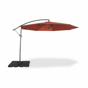 Parasol déporté Ø350cm - Hardelot - Coloris Terracotta. structure anthracite. manivelle anti-retour.