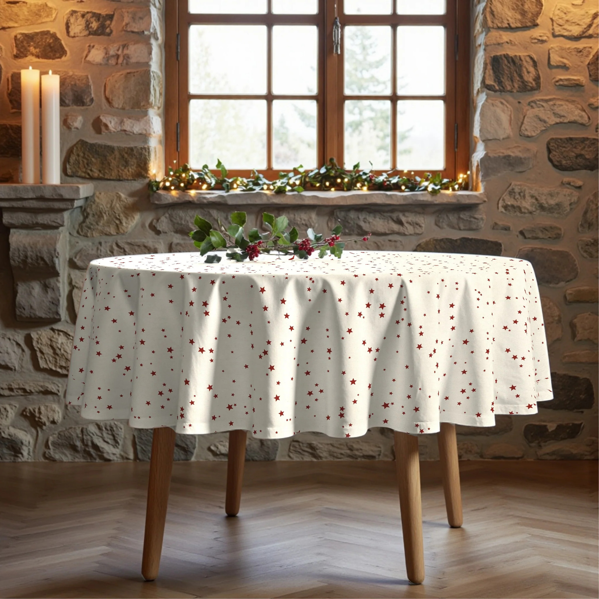 Nappe ronde anti-taches Merry Christmas 23-101