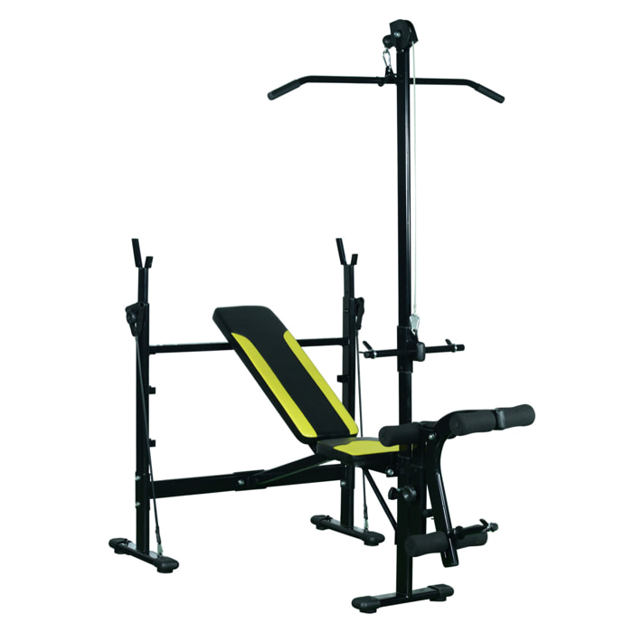 Banco de Pesas Multifuncional Banco de Musculación Reclinable con Altura Ajustable para Fitness Entrenamiento Completo en Gimnasio y Casa Carga 300 kg 175x110x202 cm Negro