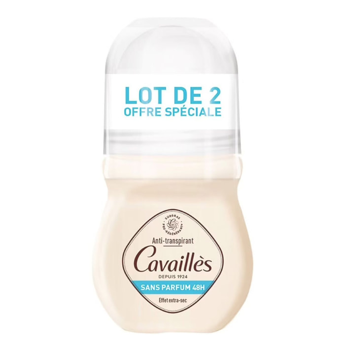 Absorb+ - Lot de 2 Roll-On Anti-Transpirant Sans Parfum 48h 50 ml