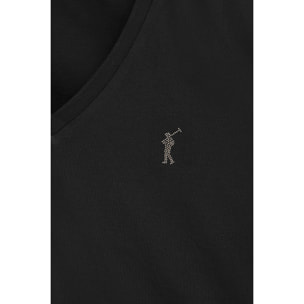 Camiseta negra con cuello de pico y logo Rigby Go Gold