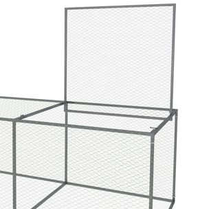 Cage parc enclos poulailler dim. 2,96L x 1l x 0,8H m - espace couvert - ouverture toit verrouillable - acier gris vert