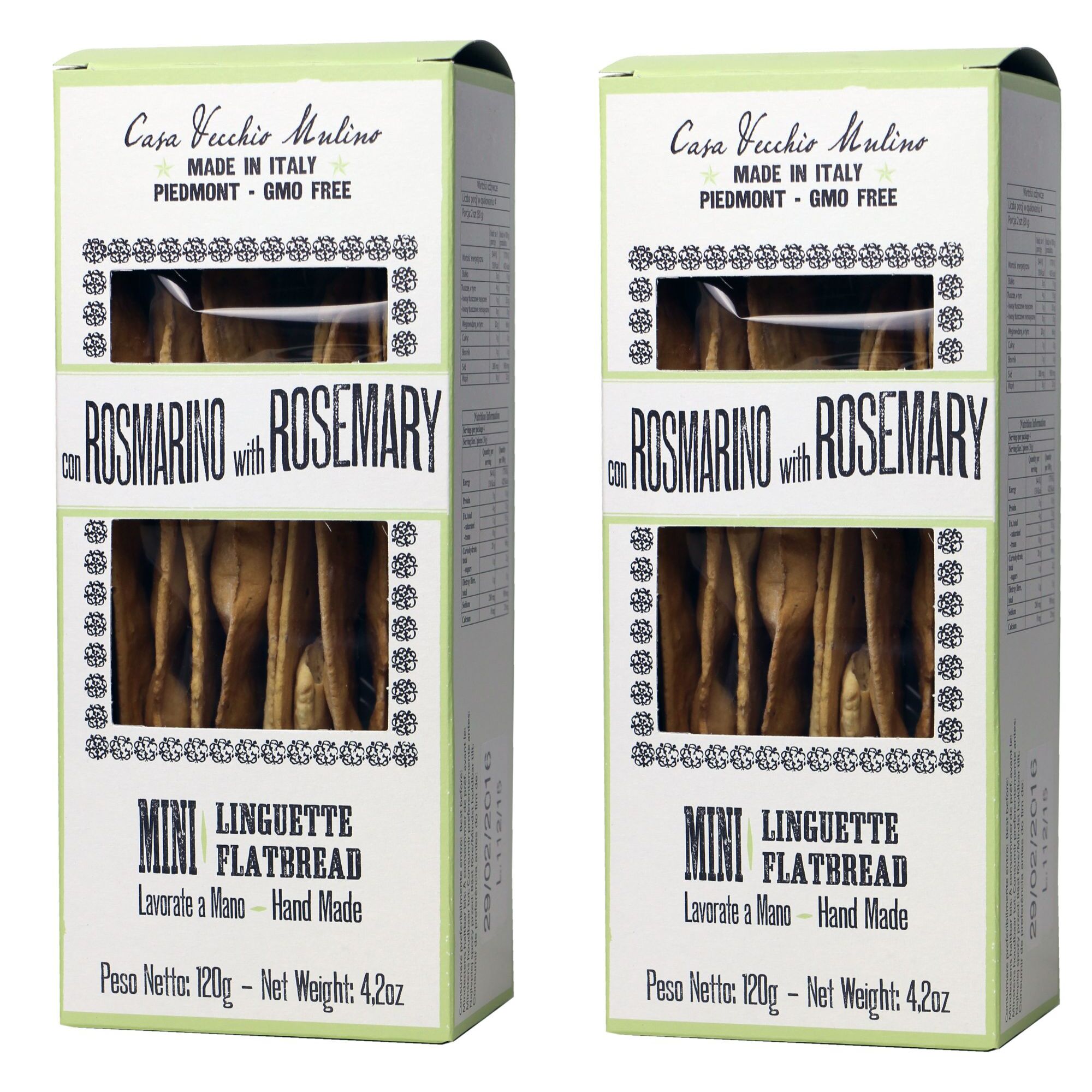 Linguette Piemonte Romarin - 2x120g - Italie