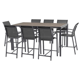 Table haute extensible de jardin Évasion Seigle effet bois & Graphite