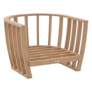 Fauteuil de salon de jardin "Lemindo" eucalyptus & beige polyester et eucalyptus