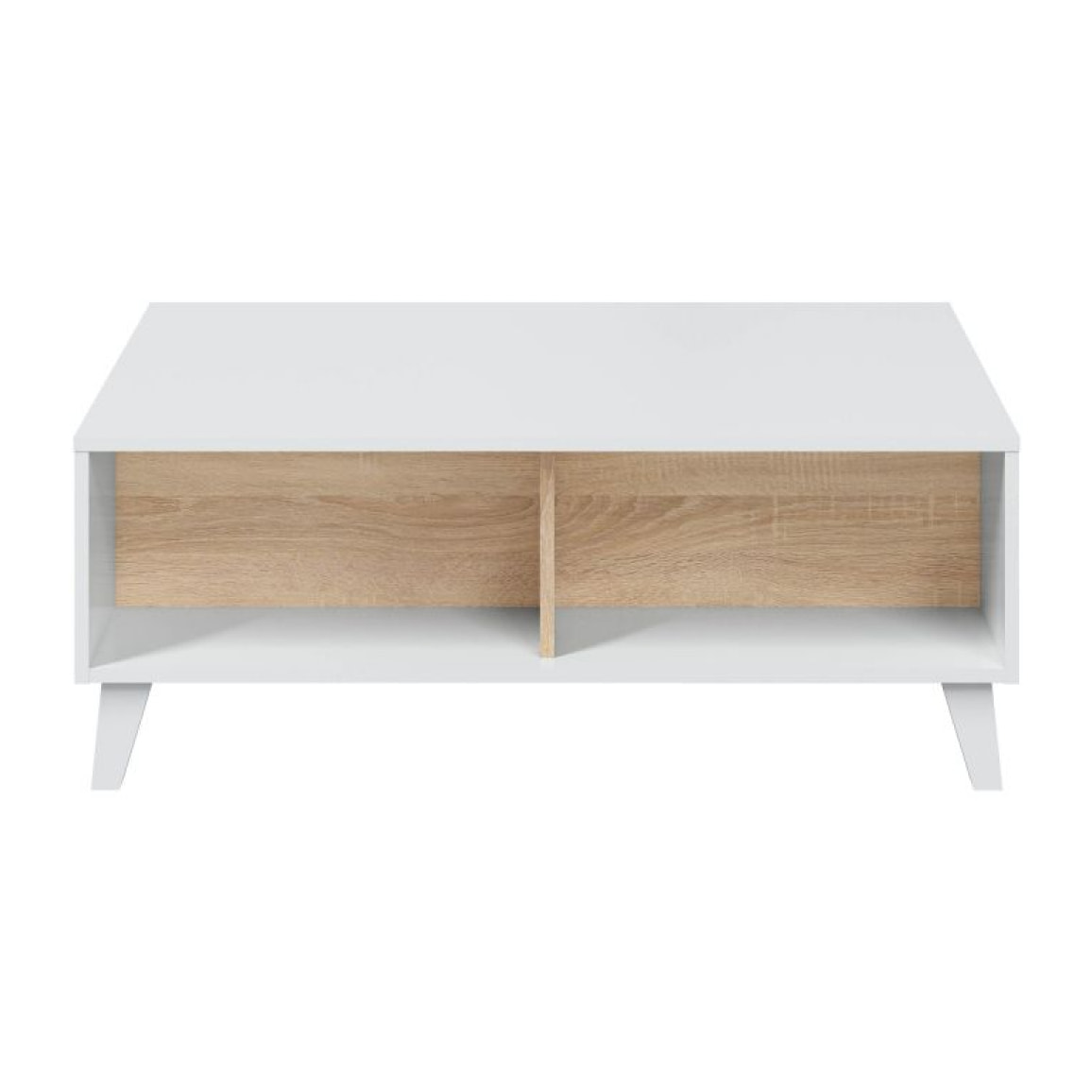 Mesa de centro elevable Zaiken Plus Blanco - Roble Canadian