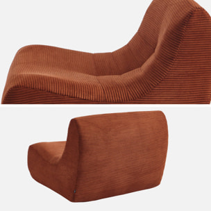Chauffeuse velours côtelé 3 places terracotta L 91 x P 105 x H 72 cm - SOKOL