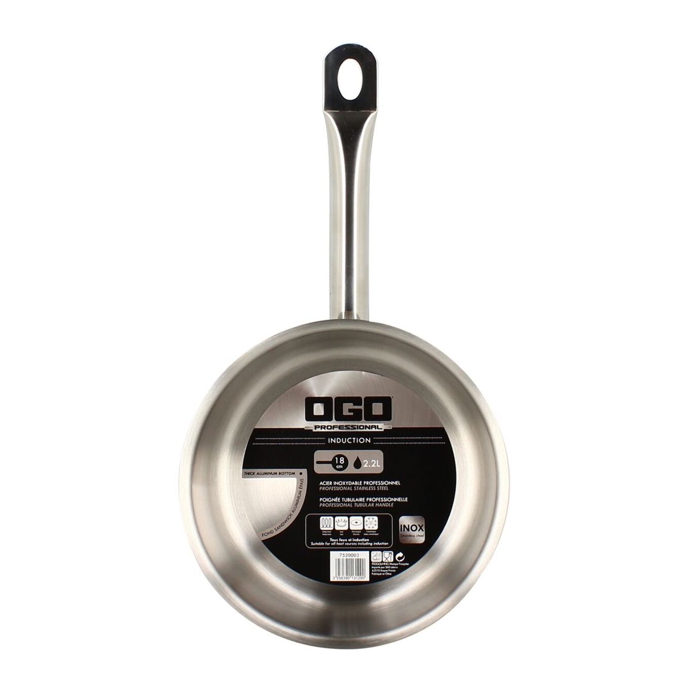 Casserole professionnelle acier inoxydable 18cm - tous feux  PROFESSIONNEL