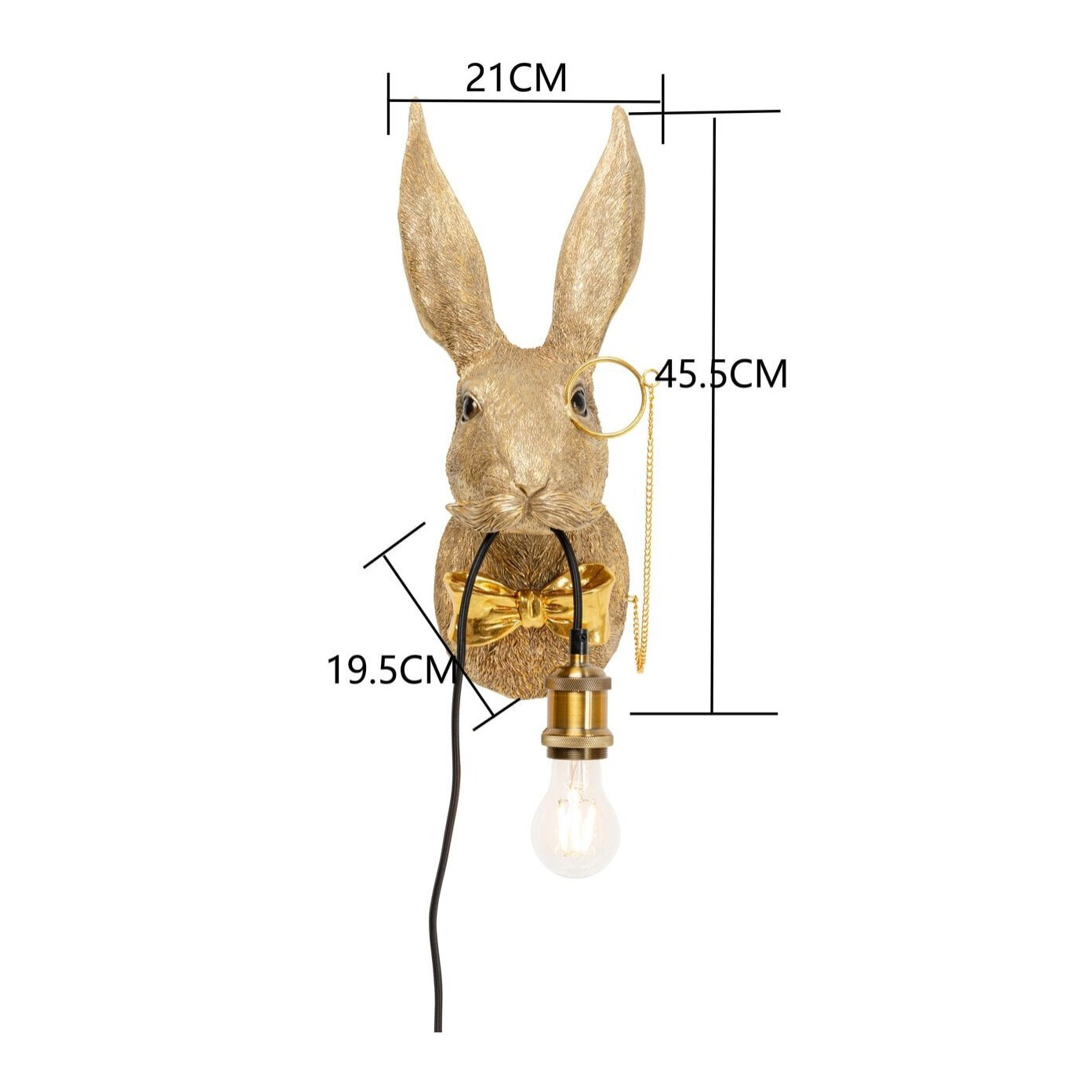 Applique murale lapin gentleman doré Kare Design