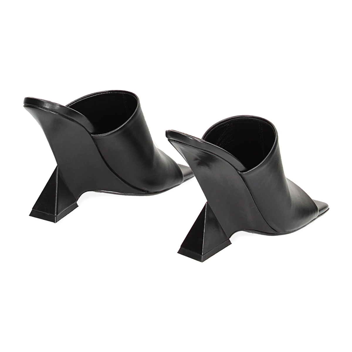 Mules Open Toe nere in tessuto