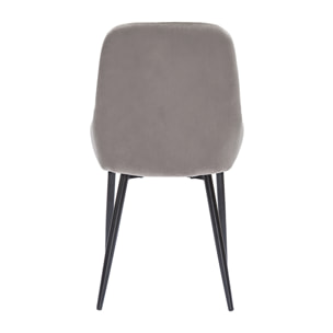 Chaises design en tissu velours taupe et métal noir (lot de 2) HOLO