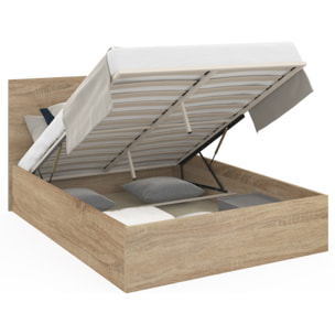 Lit coffre Sicilia 140x190cm effet bois naturel