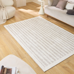 GREGE - Tapis lavable motif rayure - Beige