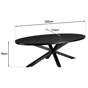 BASILE - Table à manger 220x110cm effet pierre motifs dorés