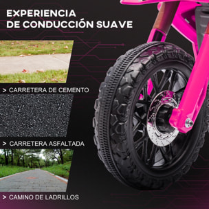 Moto Eléctrica para Niños de +3 Años Moto de Batería 12V para Niños con Ruedas de Entrenamiento Acelerador en Puño y Bocina Carga 30 kg Rosa