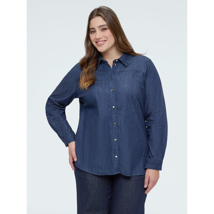 Fiorella Rubino - Camisa de denim con lazo/corbata - Azul