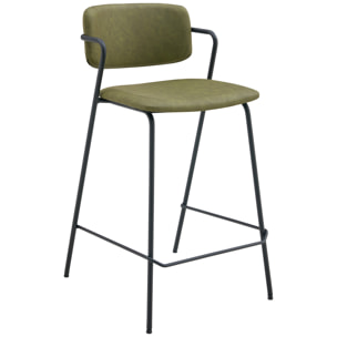 Lot de 2 tabourets de bar en simili vert LÉON