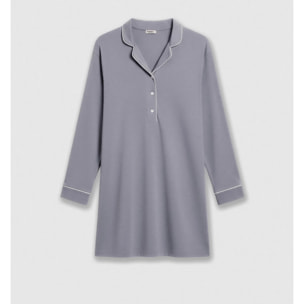 Camisón manga larga viscosa punto vivo Azul Indigo