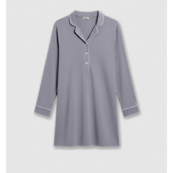 Camisón manga larga viscosa punto vivo Azul Indigo