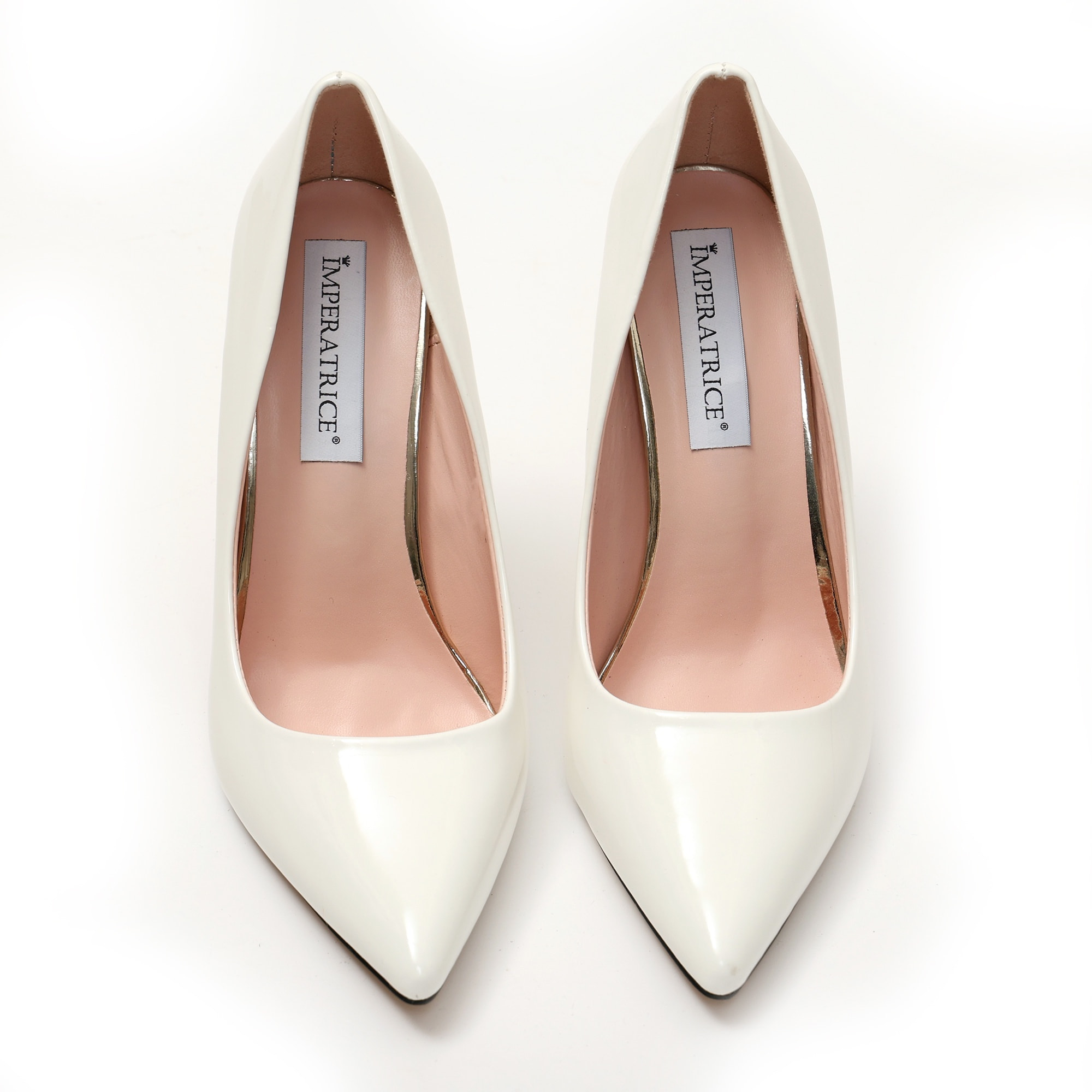 Dècolletè pumps in simil pelle verniciata con tacco a spillo