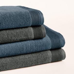Set 4 Toallas Bicolor Harmony Denim Acero - Zero Twist - 600 Gramos