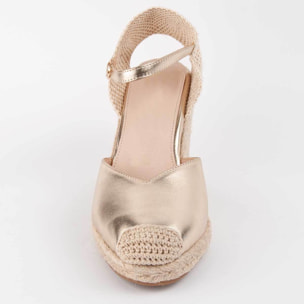 Alpargata De Cuña - Dorado - Altura: 8 Cm