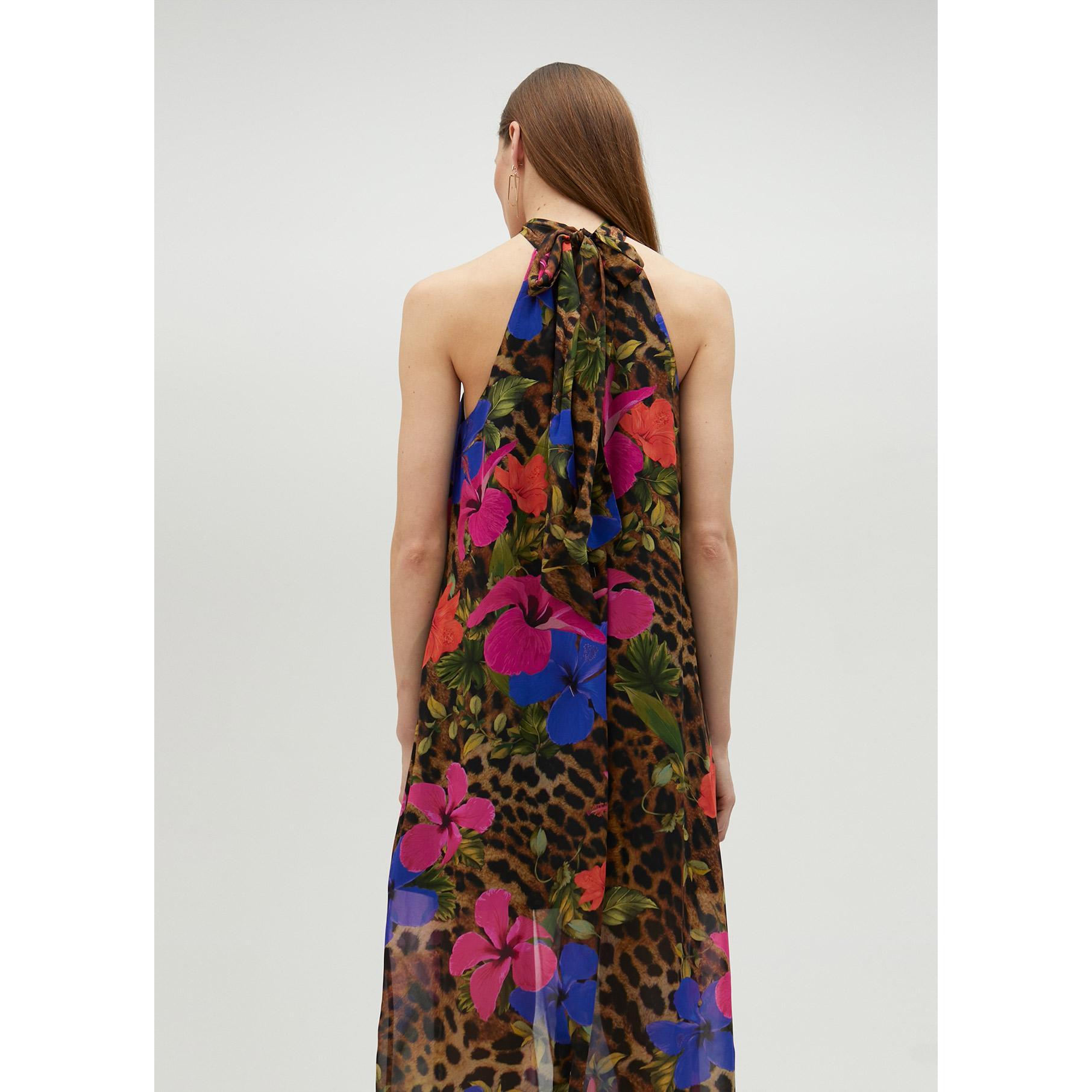 Vestito scollo all'americana e stampa animalier