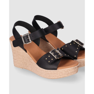 Sandalias de Piel - Negro - Tacón: 6 cm