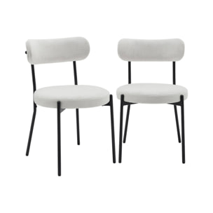 Lot de deux chaises métal et tissu chenille blanc L 47 x P 49 x H 76.5cm - Livia