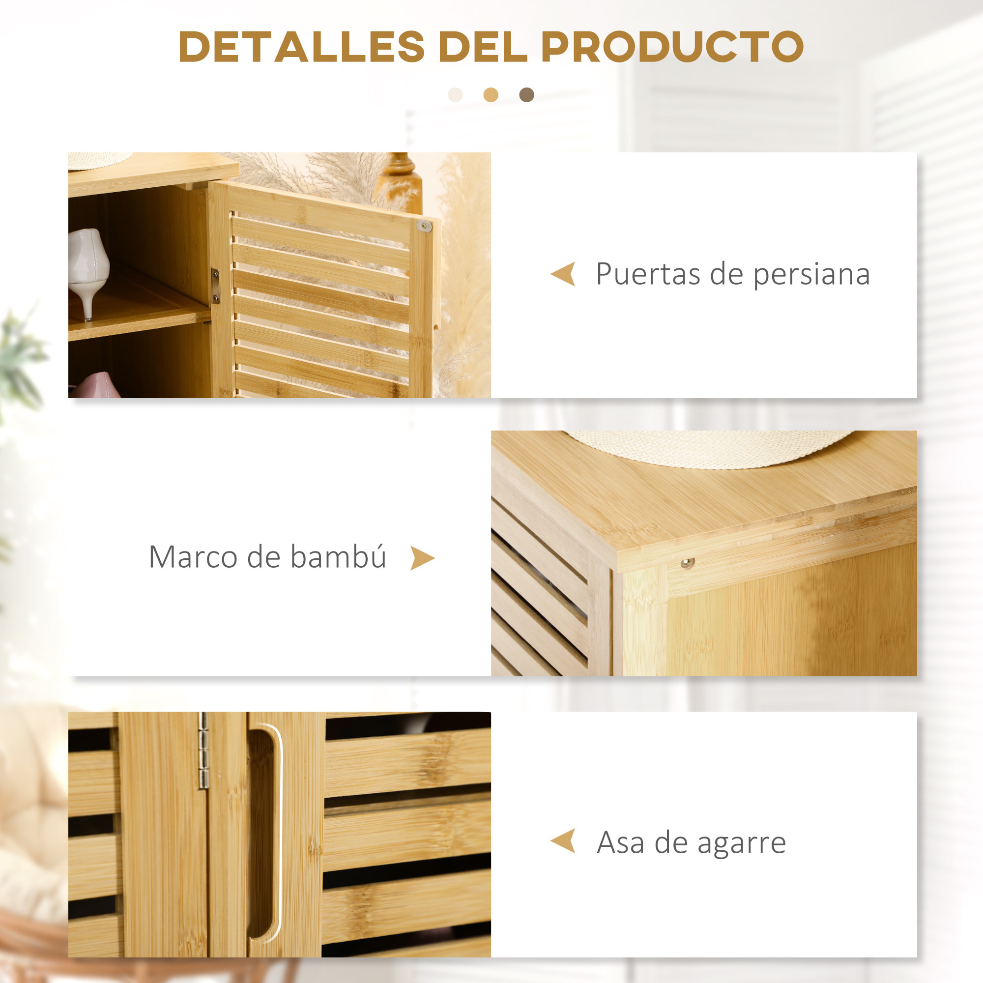 Mueble Zapatero de Recibidor Armario Zapatero con 3 Puertas de Persianas Estantes Ajustables para 16 Pares de Zapatos para Pasillo Entrada 100x35x80 cm Natural