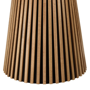 SYA - Table à manger ronde D120 décor et chêne naturel pied à motif strié