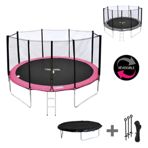Trampoline réversible avec accessoires - Rose