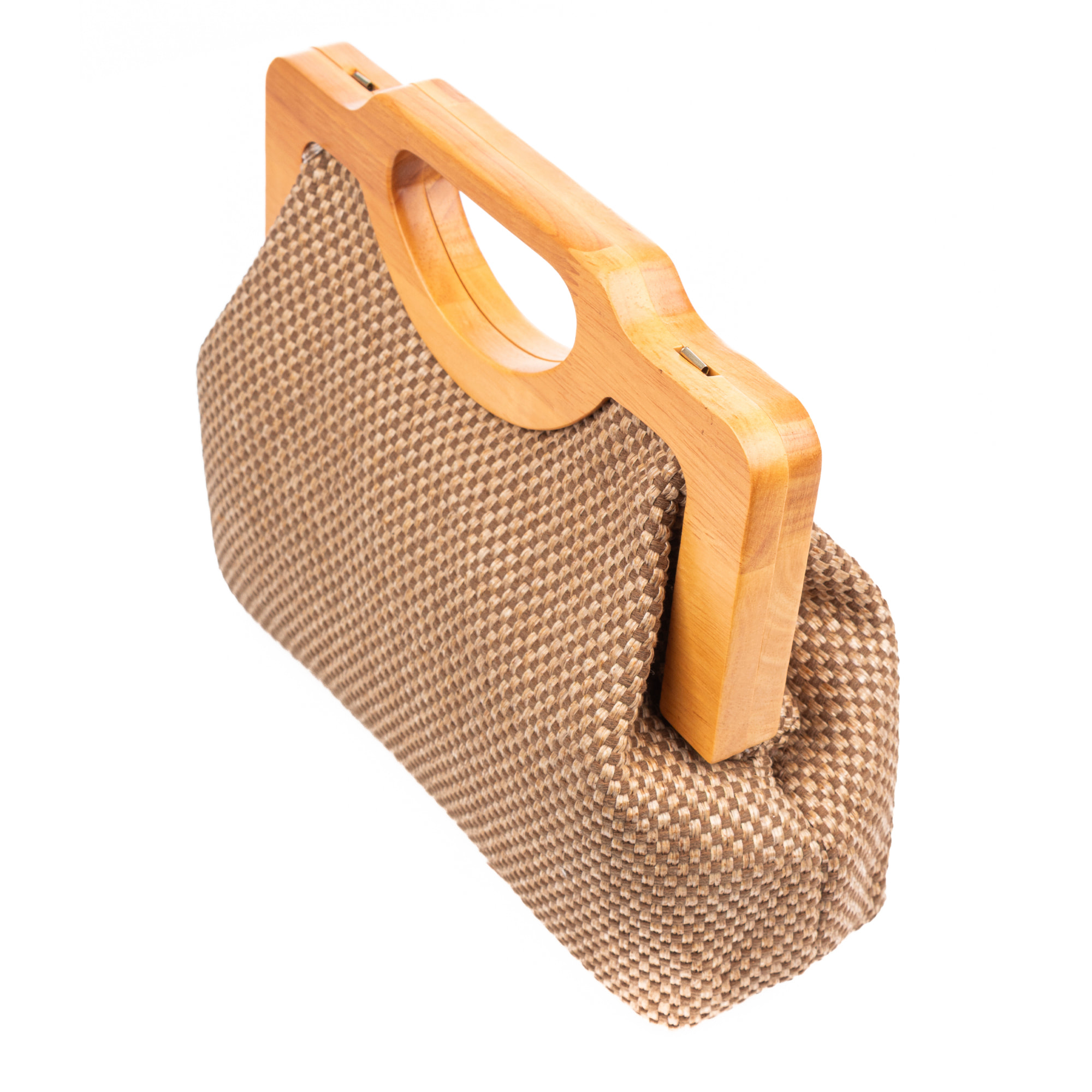 Bogna Bolso de mano Mujer. Fabricado en madera natural y rafia sintética entrelazada.