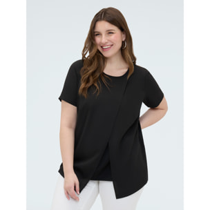 Fiorella Rubino - Camiseta bimatérica con detalle cartera - Negro